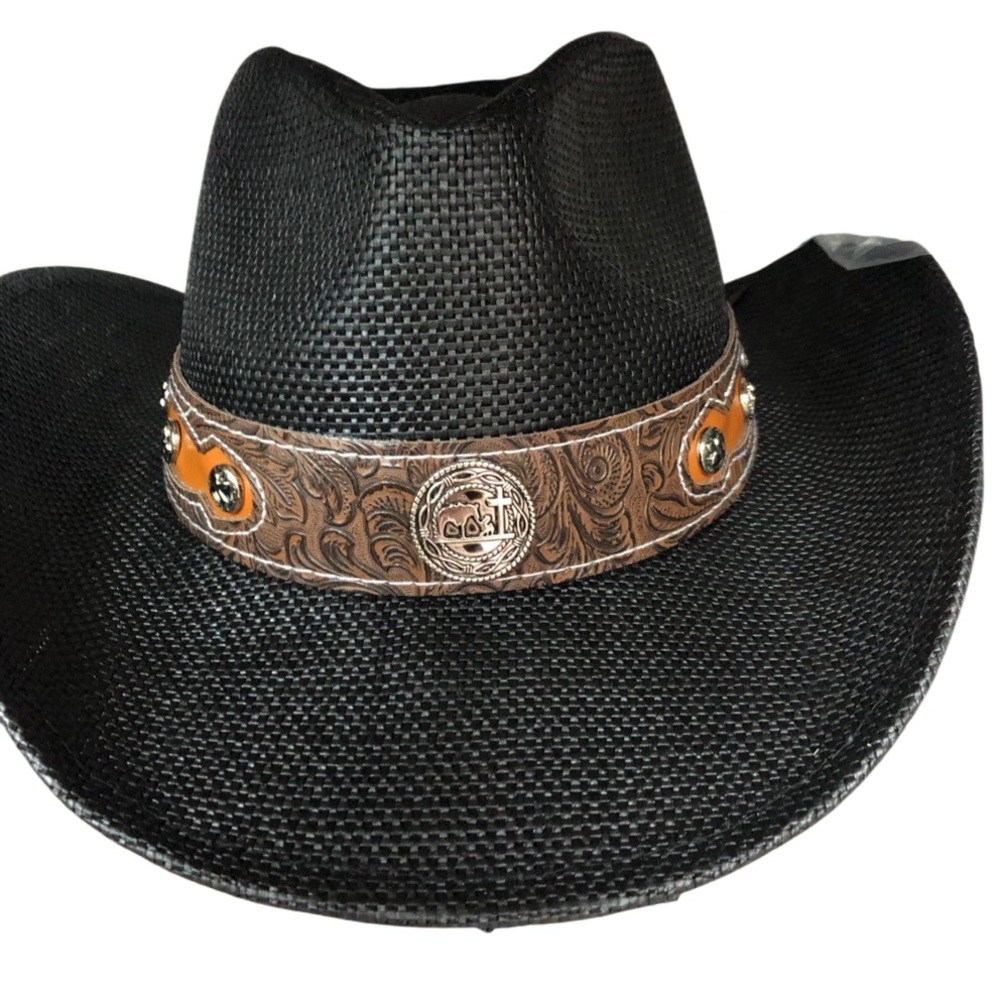Unisex Black and Brown Western Hat